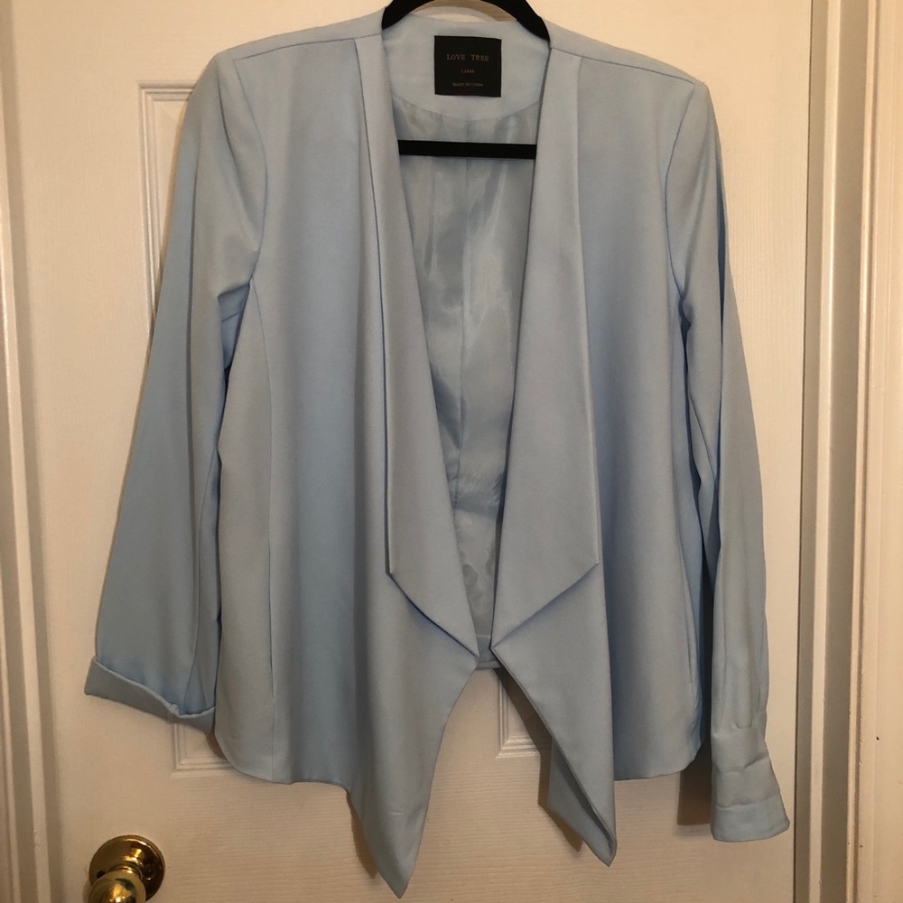 Love tree baby blue drape jacket